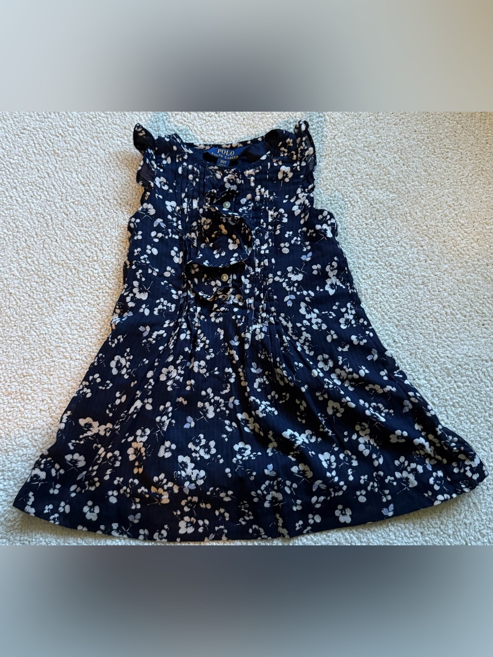 Polo Ralph Lauren Girls Navy Floral Ruffle Dress 2T